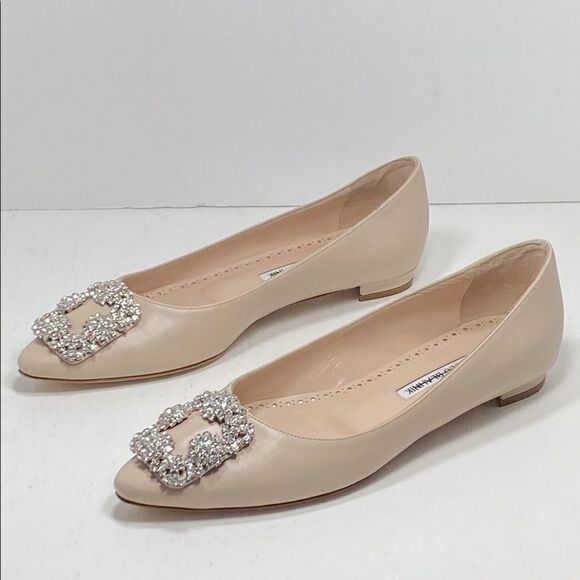 Manolo Blahnik Hangisi 25 Embellished Leather Flats size 36.5 - Picture 4 of 10